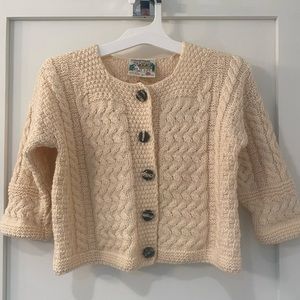 Connemara knitwear cream cardigan. Made in Ireland 100% wool